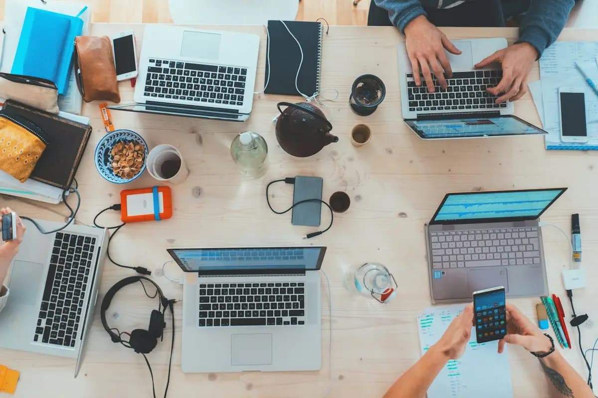 Business team reviewing operations data in a shared software workspace